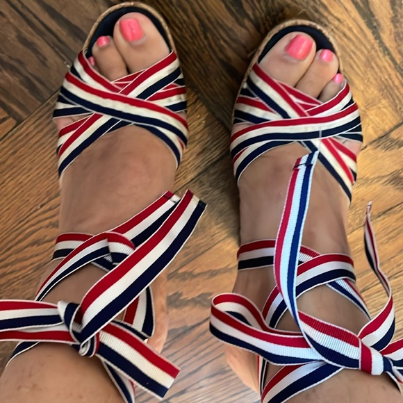 Christian Louboutin size 36.5 Printed Grosgrain Trim Espadrilles - Picture 2 of 9